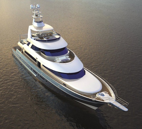 Image for article Blue glass created to match yacht's hull